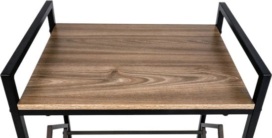 Multifunctioneel LP Opbergsysteem - Zwart met Hout - LP Kast met Wielen - Bijzettafel & Nachtkastje - Langspeelplaat Houder & Organizer - Stijlvol Elpee Rek