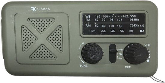 Noodradio - & Hand Crank Powerbank - AM-FM-WB Emergency Radio - & - Groen