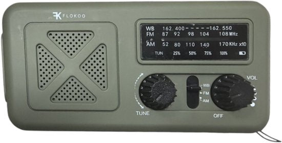 Noodradio - & Hand Crank Powerbank - AM-FM-WB Emergency Radio - & - Groen