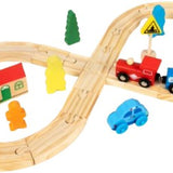 DMG Supply Houten Treinset - Treinbaan met Rails - 33-delig - Trein en Auto Accessoires - Verkeersborden - Vanaf 3 Jaar