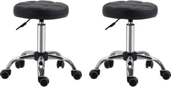 2 stuks Ergonomische Rolkruk Hoogte Verstelbaar 51-67cm - Zwart