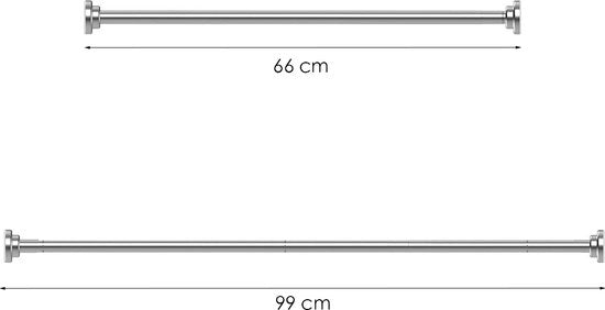Douchestang - Zilver - 66 cm tot 99 cm - Universeel - Douchestang Uitschuifbaar - Douchestang zonder Boren - Douchestang Verstelbaar - Douchegordijnstang - Gordijnstang
