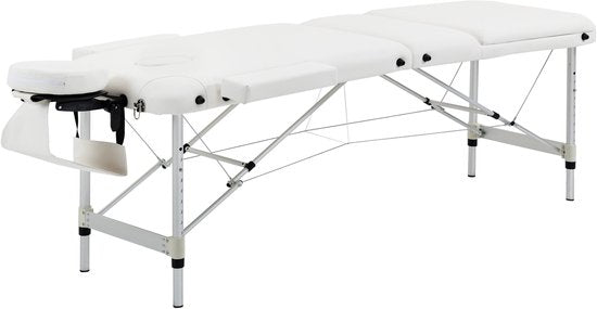 Aluminium Massagetafel Opvouwbaar - hoogte verstelbaar 215x60 cm - Wit