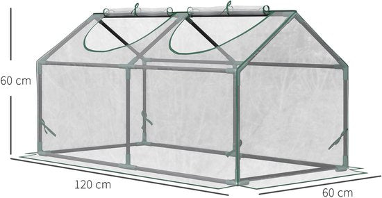 Kweekkas Foliekas met Venster, PVC Kweekkas 120x60x60 cm,