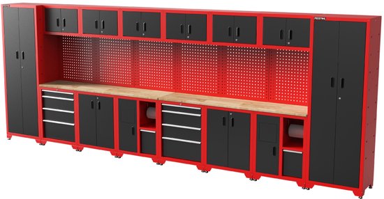 Feistos Juno 13 XL Gereedschapswand - 528 x 46 x 198 cm - Zwart/Rood