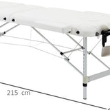 Aluminium Massagetafel Opvouwbaar - hoogte verstelbaar 215x60 cm - Wit