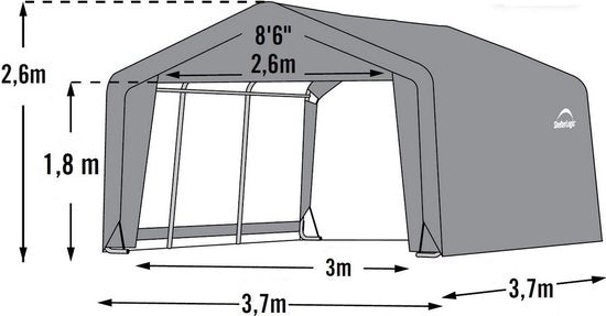 ShelterLogic® Opslagtent SL70443 - 370x370x260 cm - Grijs