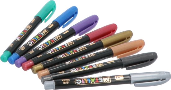4goodz 8 stuks Metallic Fineliner Gelpennen 1-3 mm puntdikte