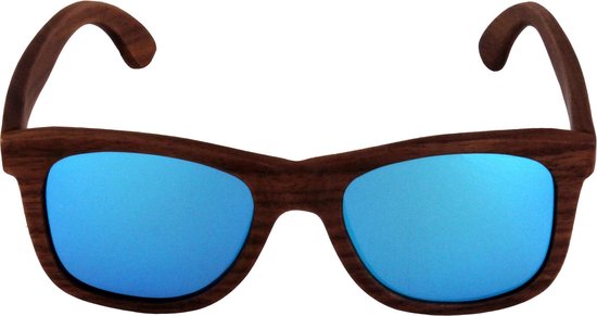 5one® zonnebril Walnut Blue hout blauwe lens 2017518