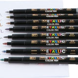 4goodz 8 stuks Metallic Fineliner Gelpennen 1-3 mm puntdikte
