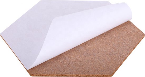 Kurk prikbord - 6 stuks - 34 cm x 30 cm - Prikbord - Zeshoek - Zelfklevend Kurkbord - Prikpen - Punaise