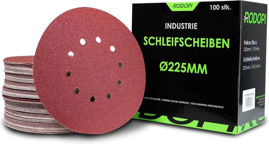 Rodopi® 100x Korrel Schuurpapier 225 -10 gats Excentrisch Schuurmachine