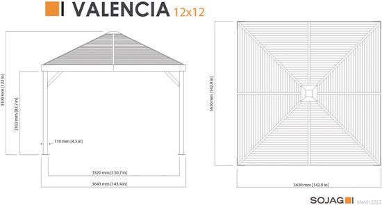 Sojag - SJ05700 - Paviljoen - Pergola - Partytent - 310 x 363 x 363 cm
