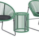 3-delige Tuinmeubelset Bistroset Kunststof-Rattan met Glazen Tafelblad - Groen