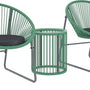 3-delige Tuinmeubelset Bistroset Kunststof-Rattan met Glazen Tafelblad - Groen