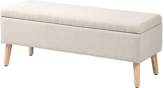 Bedbank Hocker op poten - Gestofferd - 110x39 cm - Beige