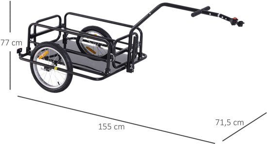 Aanhangwagen koppeling transportaanhanger fietskar bolderwagen zwart