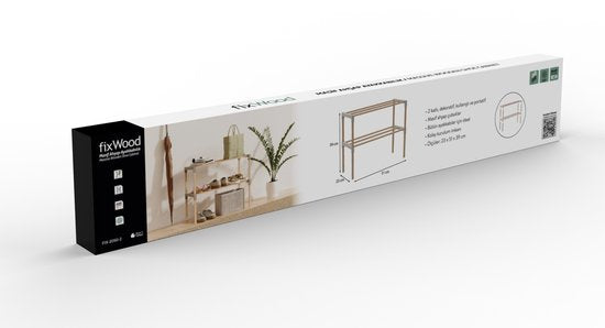 Fixwood Schoenenrek 2 Lagen – Beige - Compact Houten Schoenenkast – Ruimtebesparend Schoenenrek voor 6+ Paar – Duurzaam & Modern Design – 51 x 23 x 39 cm