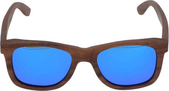 5one® zonnebril Walnut Blue hout blauwe lens 2017518