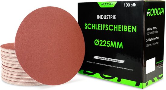 Rodopi® 100x Korrel Schuurpapier 225 -zonder perforatie Excentrisch Schuurmachine