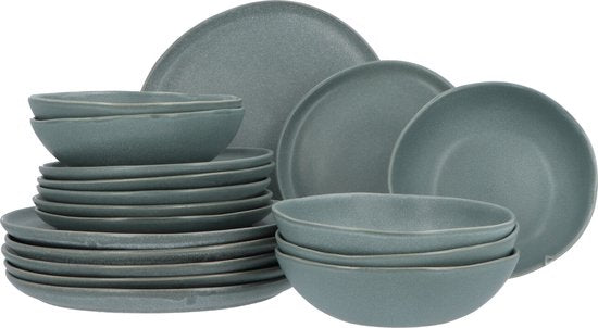 Aardewerk Servies Spring Grey 6 persoons 18-delig