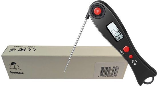 Vleesthermometer Digitaal Keuken - Zwart - BBQ Thermometer - Kookthermometer - Kernthermometer - Ideaal voor Bakken, Braden, BBQ & Chocolade