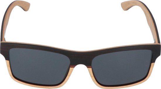 5one® 2-tone - Ebony - Maple-wood Houten zonnebril met Grijze lens