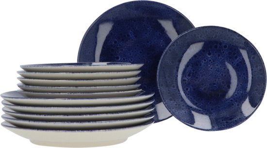 6 persoons 12-delig servies Casa Azul Blauw Geglazuurd Keramiek