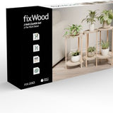 Fixwood 2-Laags Plantenstandaard Set van 3 – Massief Hout & Kunststof – Modern Bloemenrek – Plantenhouder Binnen – Scandinavisch Design – Beige – 2-Tier Plant Stand