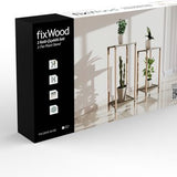 Fixwood 2-Tier Plantenstandaard – Set van 2 Bloemenrekken – Houten Bloemenstandaard voor Binnen & Buiten – Decoratieve Plantentafel – 50 & 60 cm Hoog – Beige-Natuur