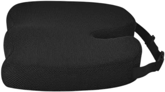 Ergonomisch Zitkussen met Band – Stuitkussen & Wigkussen – Zitverhoger voor Auto & Stoel – Autokussen – 45cm – Zwart