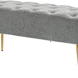 Bedbank met Gouden poten gestoffeerd lamswol optiek 41x112x46cm - Grijs