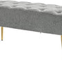 Bedbank met Gouden poten gestoffeerd lamswol optiek 41x112x46cm - Grijs