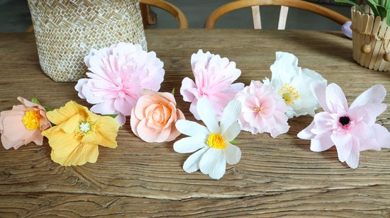 DIY Bloemen Knutselset van Crêpepapier – Maak Zelf Papieren Bloemen & Boeket – Creatieve Hobby Set voor Volwassenen & Kinderen – Inclusief Instructies