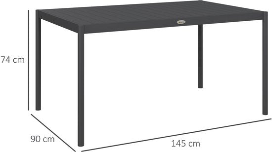 Tuintafel weerbestendig Aluminium - 145 x 90 x 74 cm - Donkergrijs