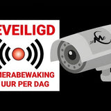 24ME® - 4 Stuks Camerabewaking Stickers - Plakzijde Binnenzijde - Camera stickers - Videobewaking stickers - Alarmstickers -