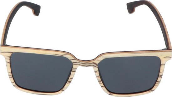 5one® Rimini Slimline White - houten zonnebril met zwarte strepen