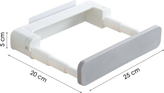 Badkamerrek Uitschuifbaar - Zelfklevend - 25 x 20 x 5 cm - Wit - Grijs - Handdoekrekje - Badkamer Organizer - Ruimte Besparende Opberger