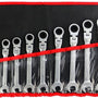 Ratel Ringsleutel Set met Flexibele Kop – Metrische Steek--Ringsleutels – 72-Tands Ratel – Voor Auto, Motor & Werkplaats
