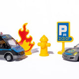 DMG Supply Politiegarage - 4-in-1 - Politiebureau met 2 Metalen Auto’s - 3 Laags Parkeergarage - Speelset