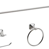 Badkamer Accessoire Set - Nikkel – 4-delig – Handdoekstang, WC Rolhouder, Handdoekring & Haak – RVS – Wandbevestiging – Modern Design