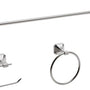 Badkamer Accessoire Set - Nikkel – 4-delig – Handdoekstang, WC Rolhouder, Handdoekring & Haak – RVS – Wandbevestiging – Modern Design
