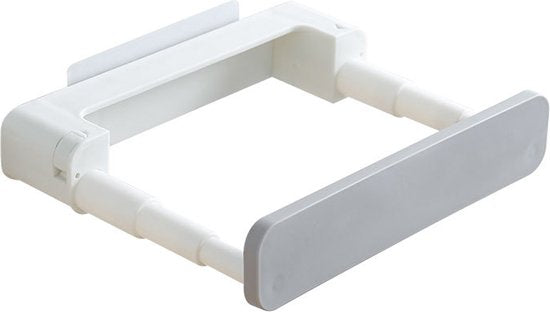 Badkamerrek Uitschuifbaar - Zelfklevend - 25 x 20 x 5 cm - Wit - Grijs - Handdoekrekje - Badkamer Organizer - Ruimte Besparende Opberger