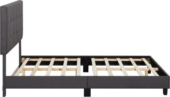 Bedombouw - Grijs - 147x206x110cm - Bedombouw met Hoofdbord - De perfecte combinatie van comfort en stijl voor je slaapkamer