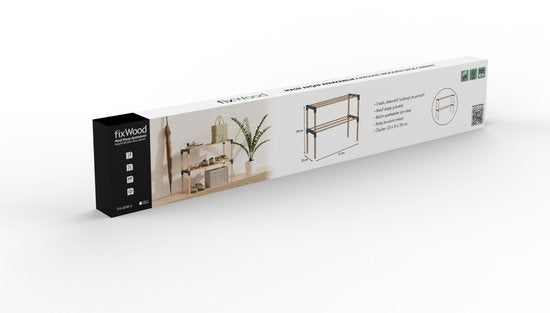 Fixwood Schoenenrek 2 Lagen – Zwart - Compact Houten Schoenenkast – Ruimtebesparend Schoenenrek voor 6+ Paar – Duurzaam & Modern Design – 51 x 23 x 39 cm