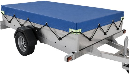 Aanhangwagen Afdekhoes - 258 x 138 x 5 cm - Blauw - Aanhangerzeil met Elastisch Koord - Waterafstotend - Aanhangwagnet