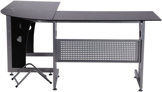 Hoekbureau - PC-tafel L-vormig met Veiligheidsglas - 164x139x75 cm