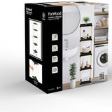 Fixwood Houten Modulaire Opbergrek – Massief Hout & Kunststof – Badkamerrek, Keukenrek of Plantenrek – 127 cm Hoog – Zwart-Naturel