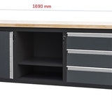 Feistos Werkbank Heros 1 inclusief geperforeerde wand 169x60x87cm - Antraciet/zwart