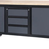 Feistos Werkbank Heros 2 inclusief geperforeerde wand - 169x60x87cm - Antraciet/zwart